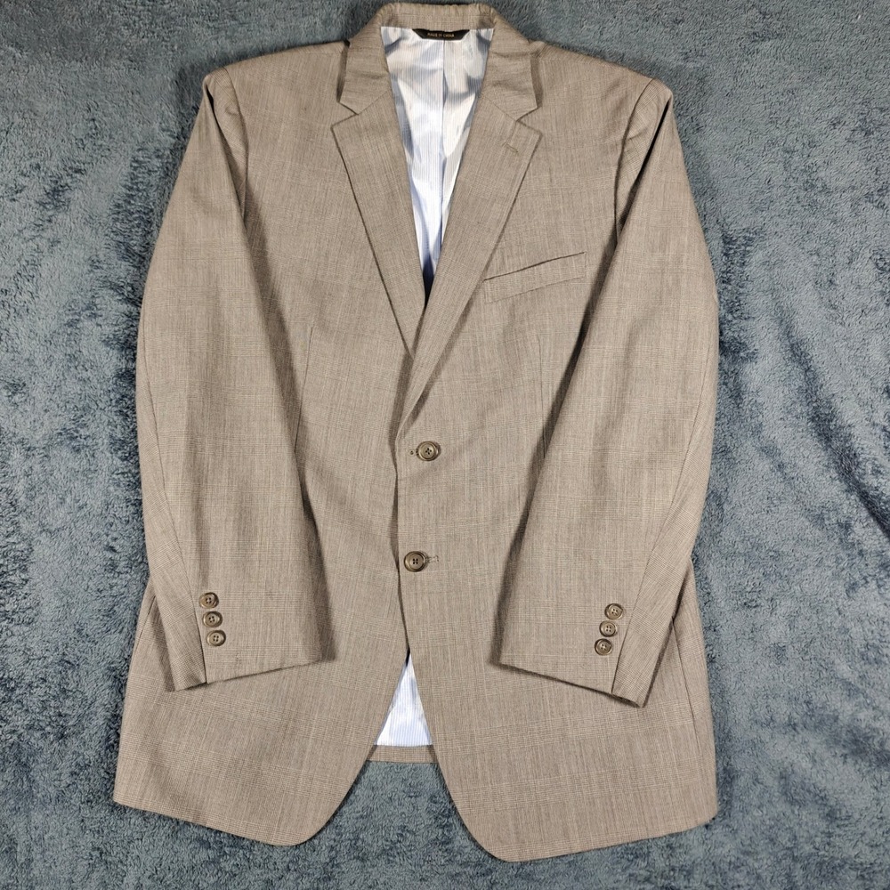 Banana Republic Mens Wool 44R Tailored Blazer Tan Glen Plaid Sport Coat 235843 - Picture 2 of 15